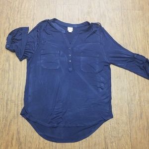 Blue Quarter Length Sleeve Shirt